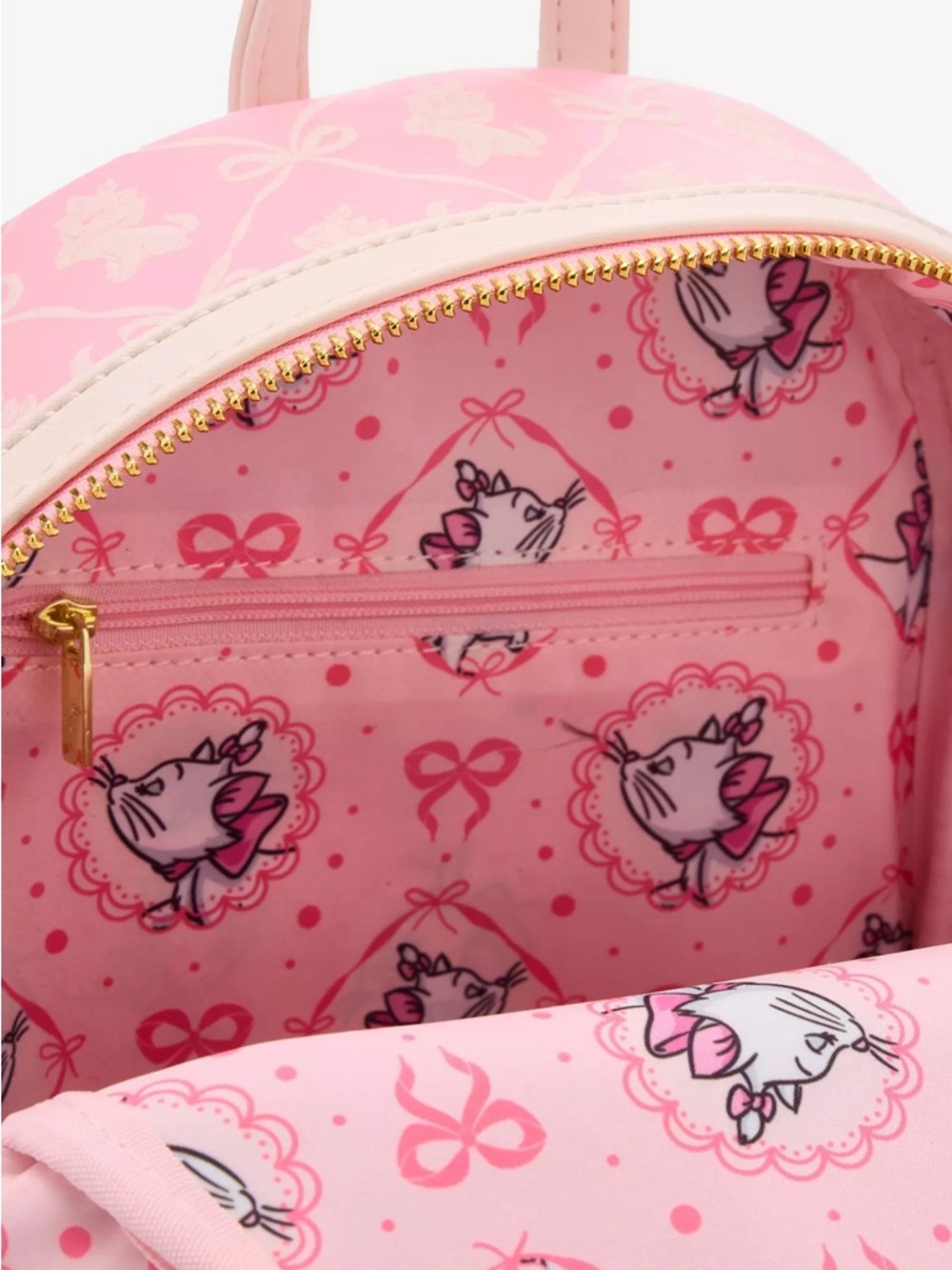 Loungefly Pink and Cream Marie Toile Mini Backpack - Picture 4 of 4